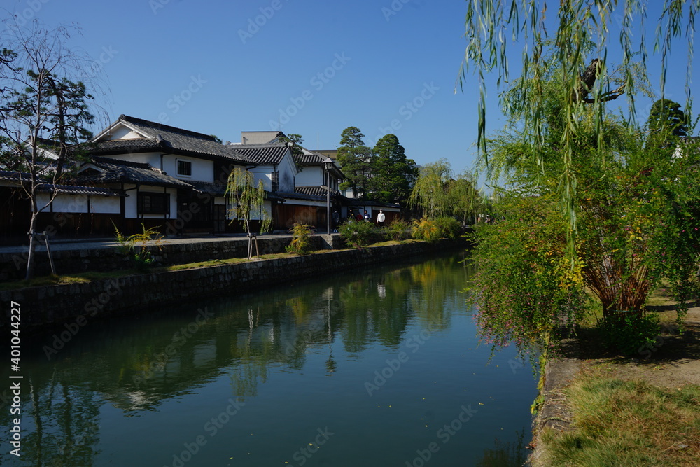 Kurashiki canal, old Japanese town in Okayama prefecture, Japan - 倉敷 美観地区 岡山県 日本	
