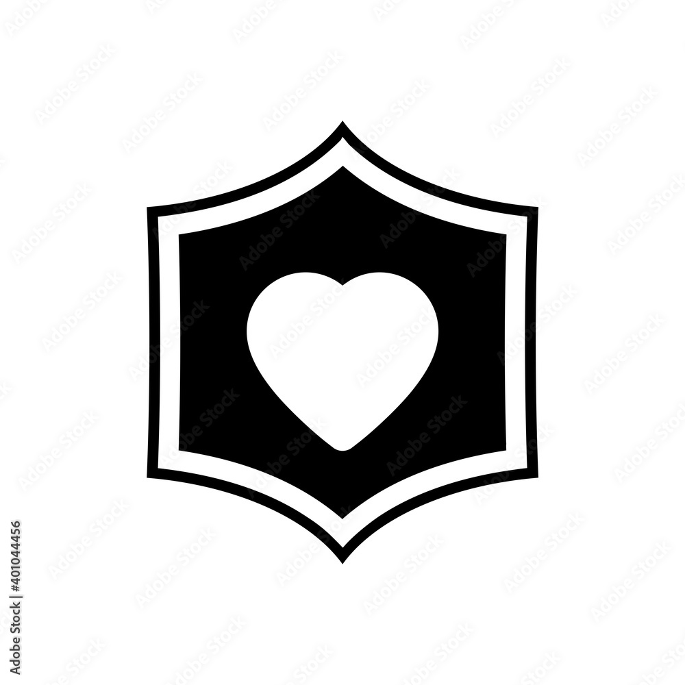 Heart shield icon isolated on white background Heart shield icon isolated on white background