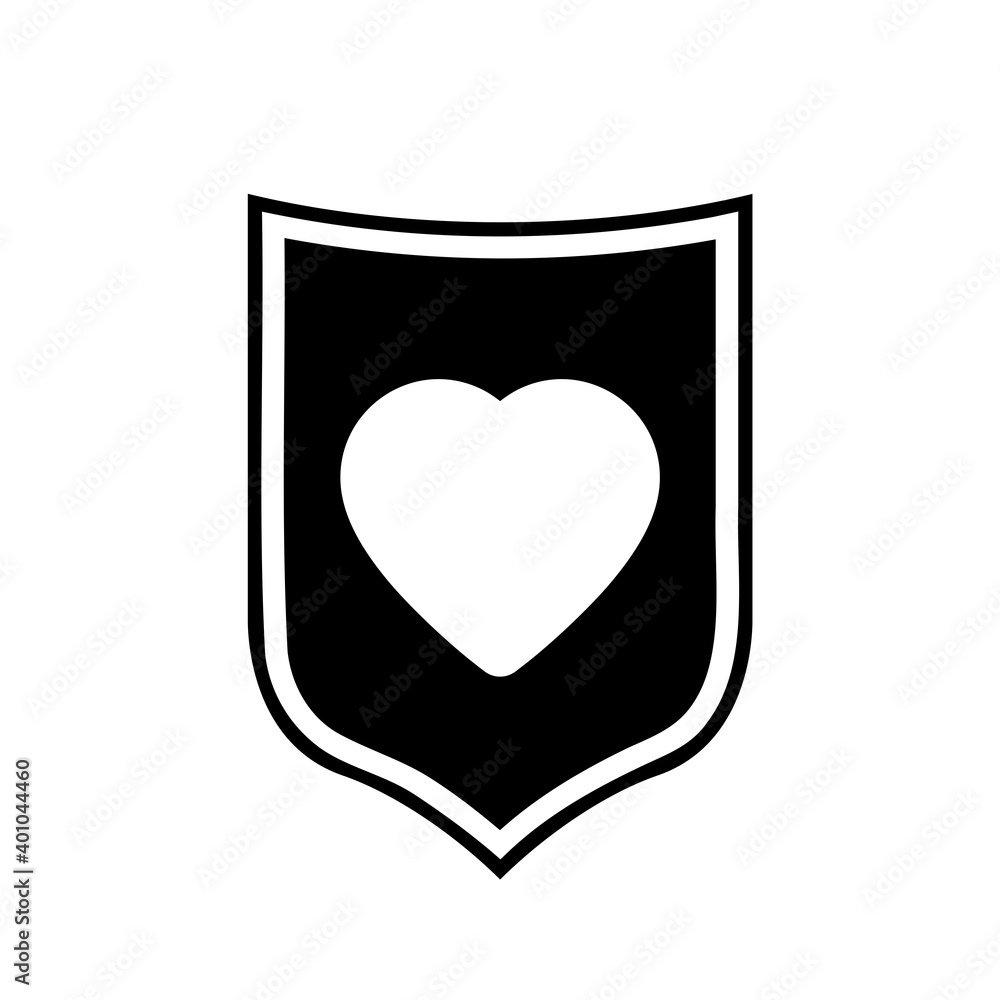Heart shield icon isolated on white background Heart shield icon isolated on white background