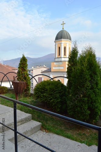 yellow orthodox city church