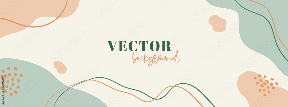 Minimal abstract long banner. Vector trendy organic background with copy space for text. Facebook cover