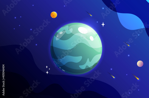 Planet in space, cartoon vector illustration.