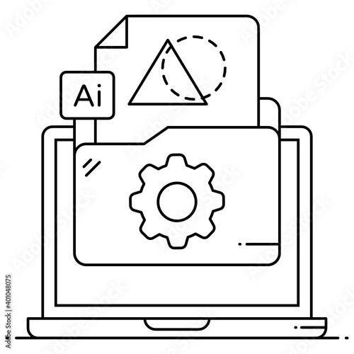 
Project file flat outline icon, documentation 
