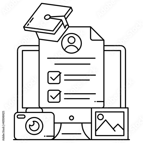 
Photography courses flat outline icon, learning 
