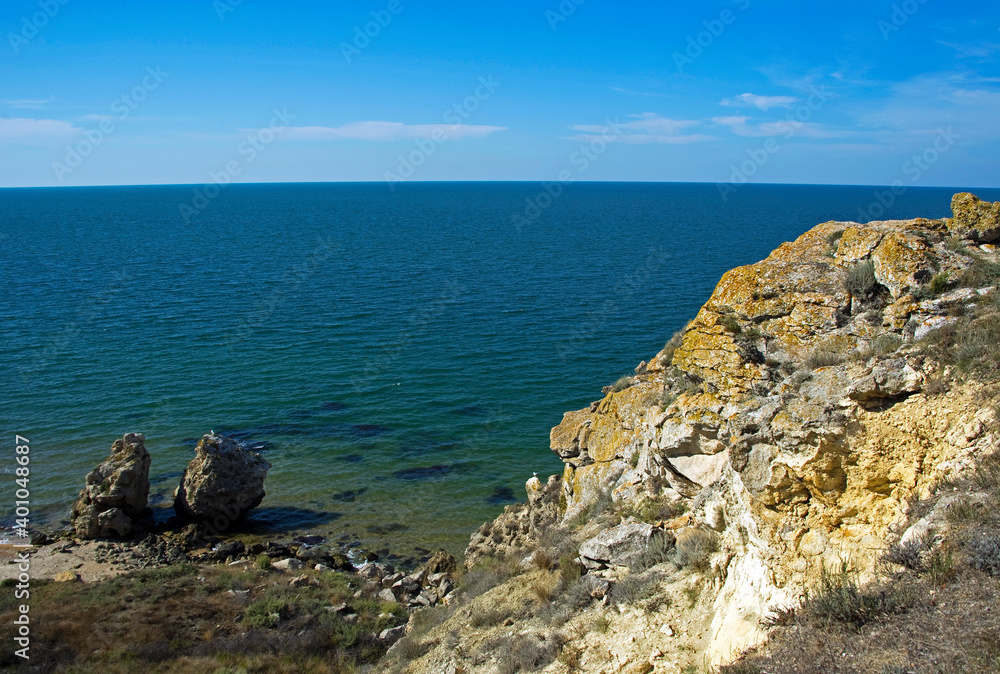 Rocky coast of the Azov Sea.