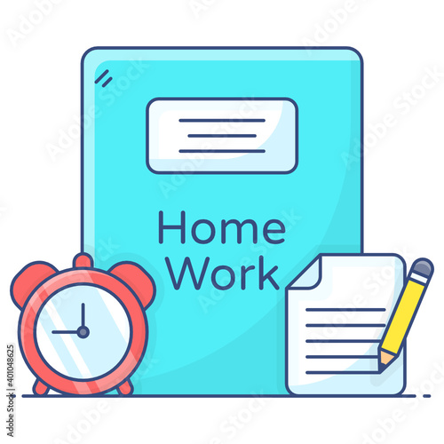 
An icon design of homework in flat outline vector design 
