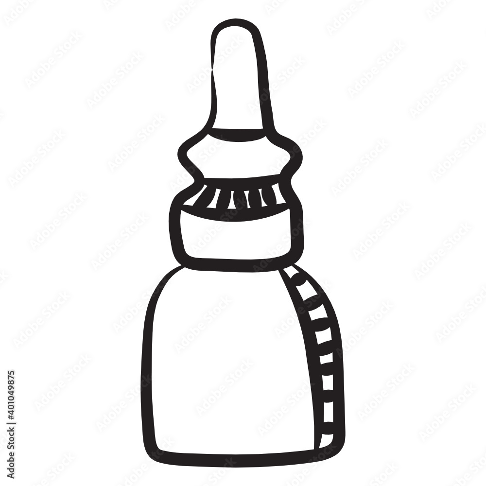 Hand drawn sketch of dropper bottle, medication pipette Stock Vector ...