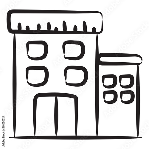 
Hospital doodle icon, building 
