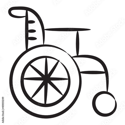
Hand drawn icon of wheelchair, immobility 

