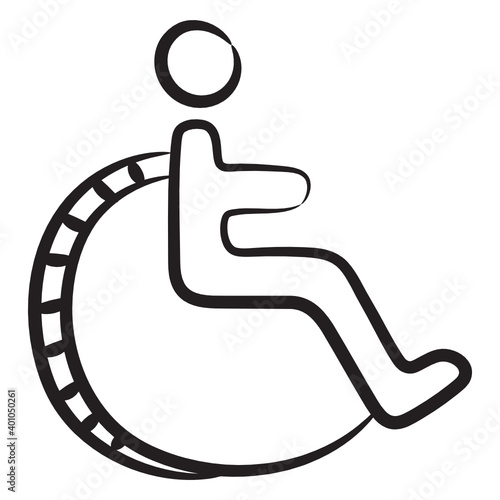 
Hand drawn icon of handicap person, immobility 
