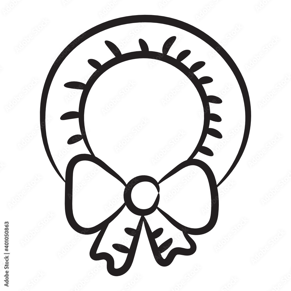Christmas door decor, hand drawn icon of bow wreath
Christmas door decor, hand drawn icon of bow wreath