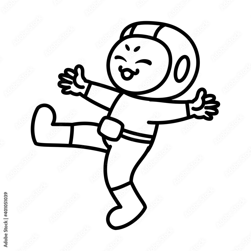 Isolated cartoon of a happy astronaut - Vector Isolated cartoon of a happy astronaut - Vector