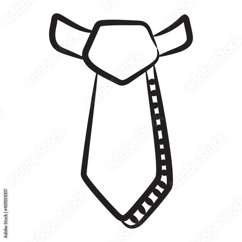 
Formal dressing accessory, tie icon in doodle style 
