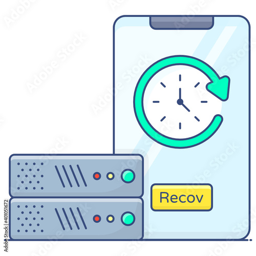 
Icon of data recovery in flat outline design 
