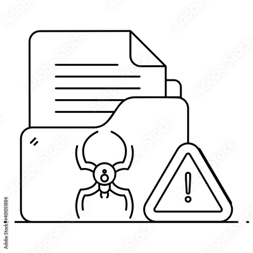 
Virus on folder denoting concept of file infected icon
