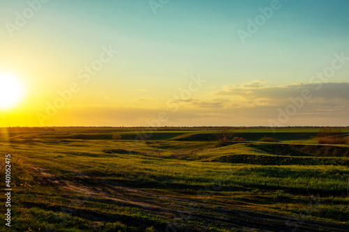 sunset in the field © Yuri Skvortsov