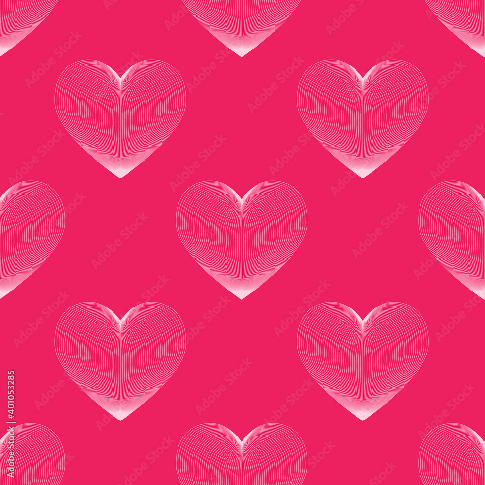 Vector seamless pattern linear heart. Valentine's Day. Love.