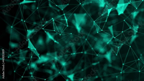 Abstract motion blur. Plexus background. Animation of a growing network of connected lines and dots. Abstract communications, technology, computer networks, the internet, social media, etc.