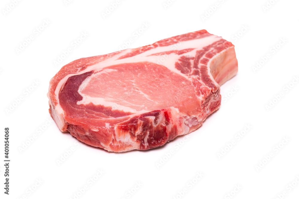 Raw pork isolated on white background.