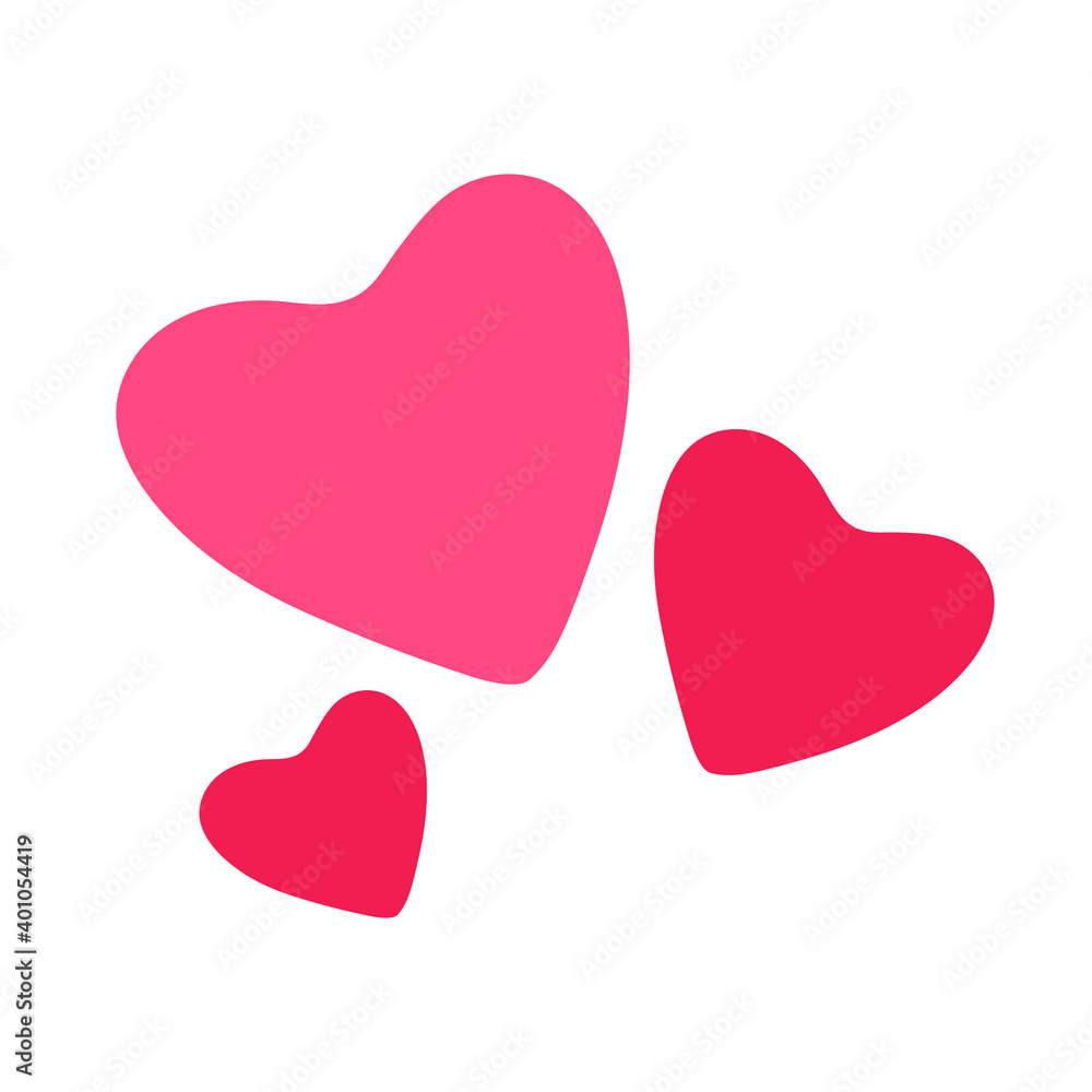Vector illustration with three red hearts. Isolated heart on a white background. Cute doodle hand-drawn sticker in childrens cartoon style. Print, romantic holiday card, valentine's day card. A family Vector illustration with three red hearts. Isolated heart on a white background. Cute doodle hand-drawn sticker in childrens cartoon style. Print, romantic holiday card, valentine's day card. A family