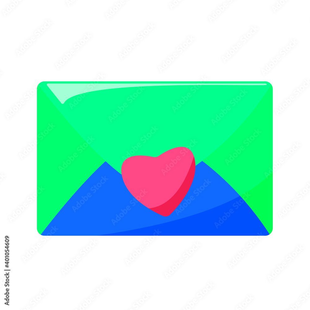 Vector envelope with a heart isolated. Sticker with a message for a loved one. A letter from a lover. Valentine's card. Bright colored letter. Envelope with a red heart in cartoon hand-drawn style. Vector envelope with a heart isolated. Sticker with a message for a loved one. A letter from a lover. Valentine's card. Bright colored letter. Envelope with a red heart in cartoon hand-drawn style.