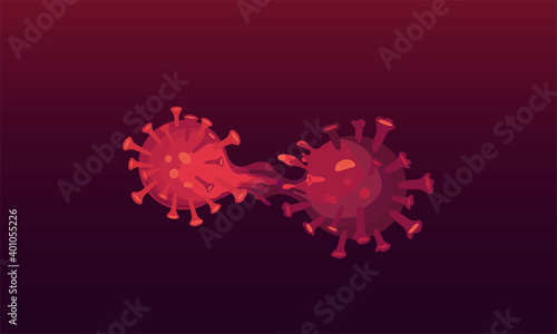 Covid-19 mutation. New variant of coronavirus. Changing genetic structure to new strain. Named VUI-202012. Vector illustration of  process with the spike protein. 