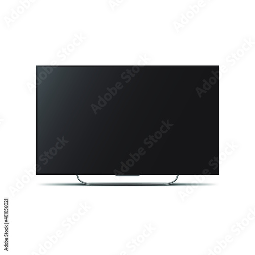 4K TV flat screen lcd or oled, plasma, realistic illustration, White blank monitor mockup. wide flatscreen monitor mockup