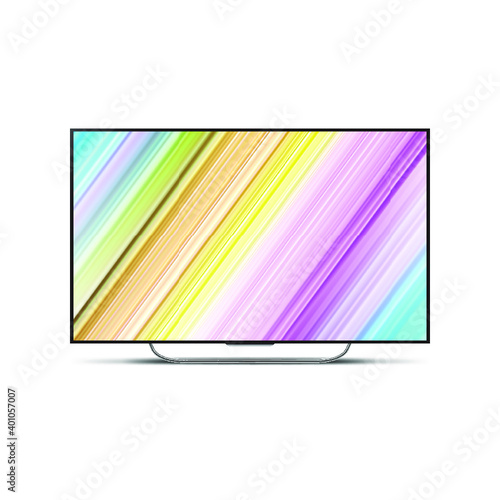 4K TV flat screen lcd or oled, plasma, realistic illustration, White blank monitor mockup. wide flatscreen monitor mockup