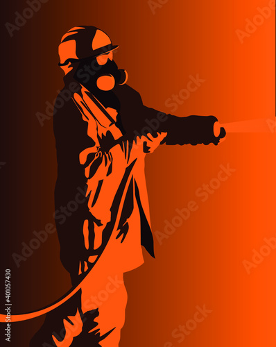firefighter at work vector illustration