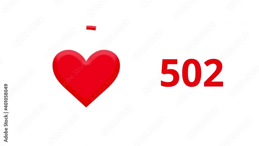 Red heart counter icon animation, isolated on a white background Red heart counter icon animation, isolated on a white background