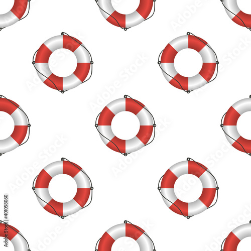 Seamless pattern with lifebuoy. Suitable for postcards, backgrounds, books and posters. Vector illustration.