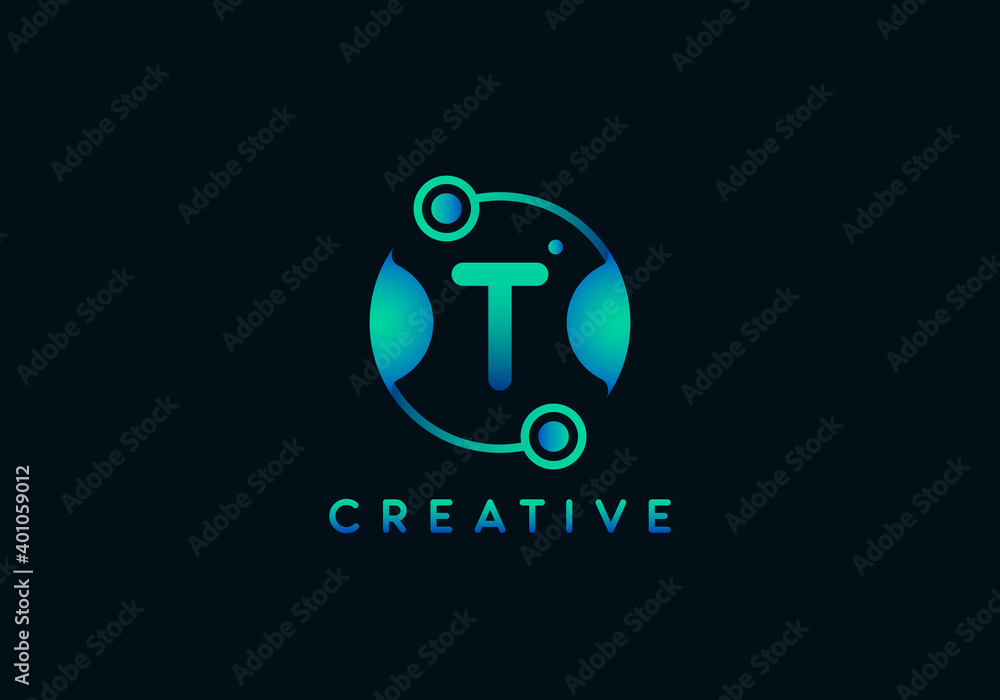 Initial Letter T Technology Logo, Unique style with gradient color. Initial Letter T Technology Logo, Unique style with gradient color.