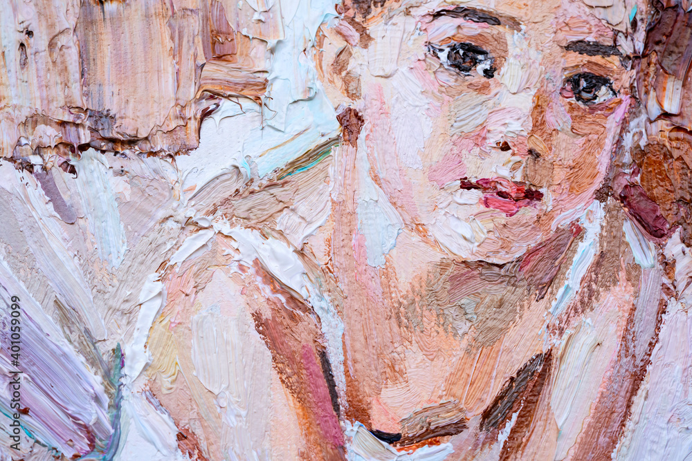 Oil painting. Portrait of a ballerina. The art is done in a realistic manner.