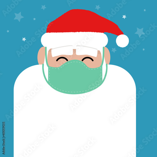 Papá Noel con mascarilla, barbijo, máscara prevención Covi19 Coronavirus  photo