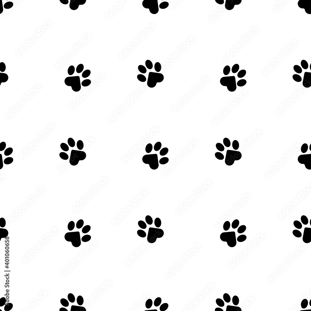 Seamless pattern with cat paw prints on a white background for fashion prints, bed linen, textiles, fabrics, wrapping paper. Seamless pattern with cat paw prints on a white background for fashion prints, bed linen, textiles, fabrics, wrapping paper.