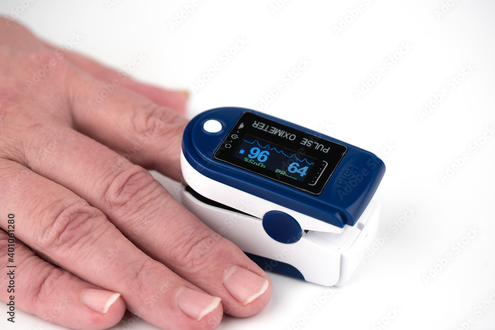 Soft focus. Measurements with a pulse oximeter on the index finger. Close up. Copy space. Soft focus. Measurements with a pulse oximeter on the index finger. Close up. Copy space.