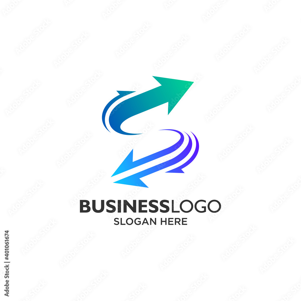 Letter S with arrow for accounting and finance logo design template Letter S with arrow for accounting and finance logo design template