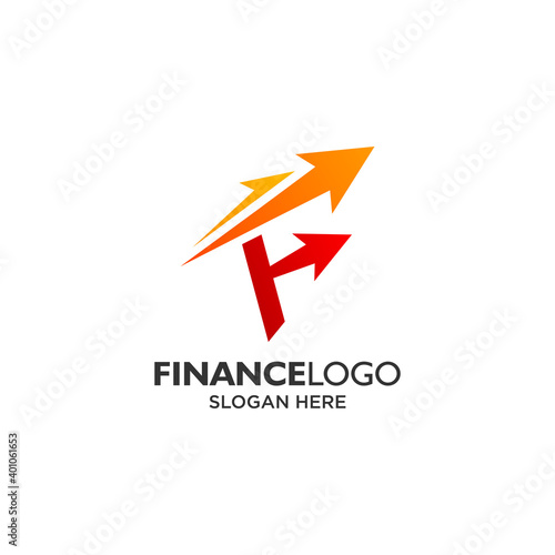 Letter F with arrow for accounting and finance logo design template
