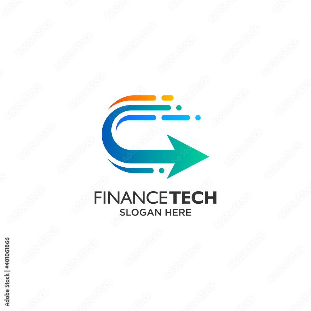 Letter C with arrow and speed line for technology and business logo design template Letter C with arrow and speed line for technology and business logo design template