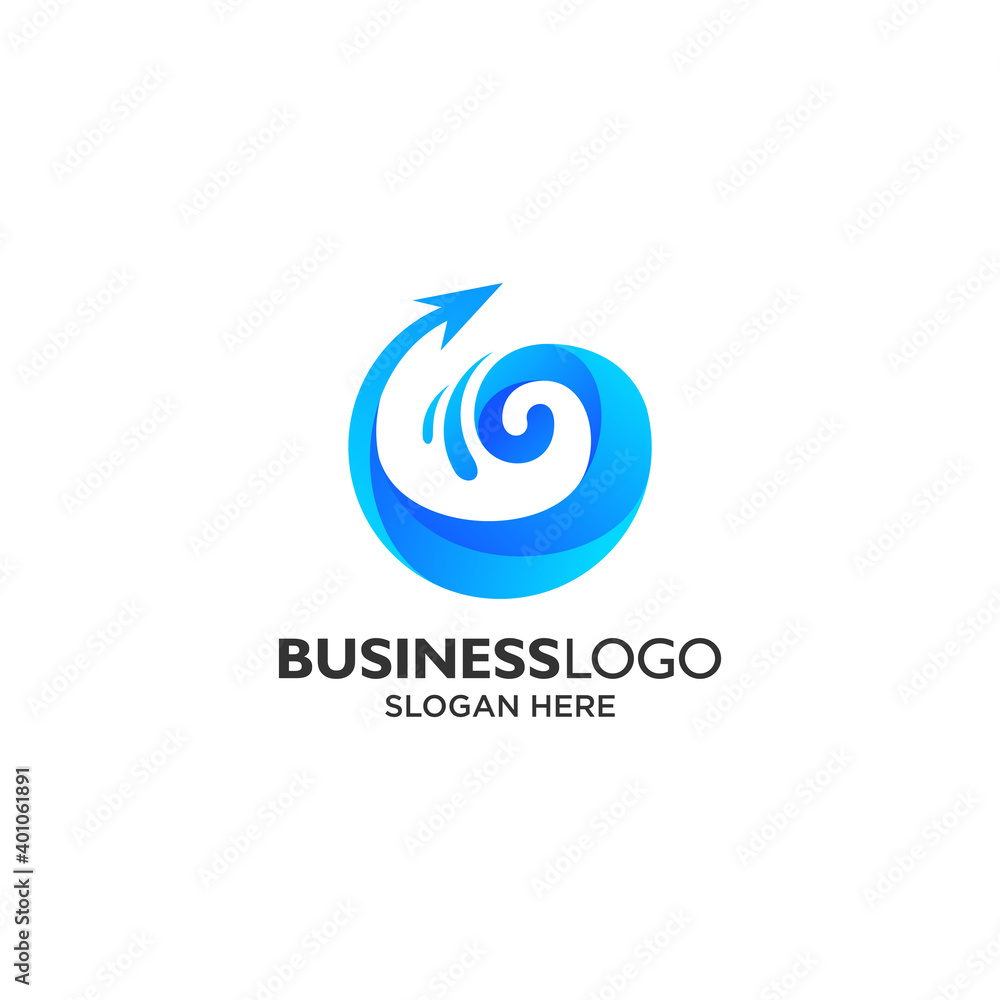 Arrow and water for transportation logo design template