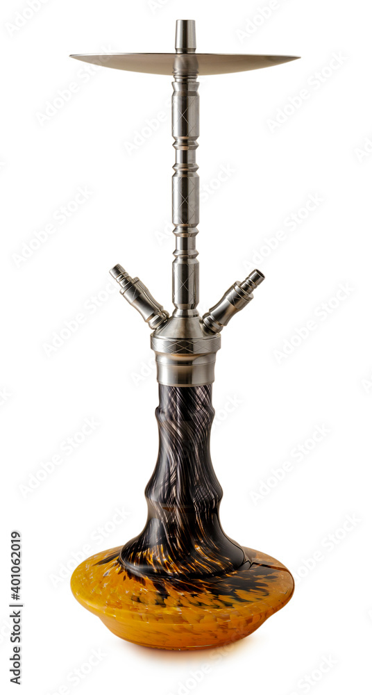 Modern turkish or arabian hookah, isolated on white background. Handmade, crystal glass bowl Modern turkish or arabian hookah, isolated on white background. Handmade, crystal glass bowl