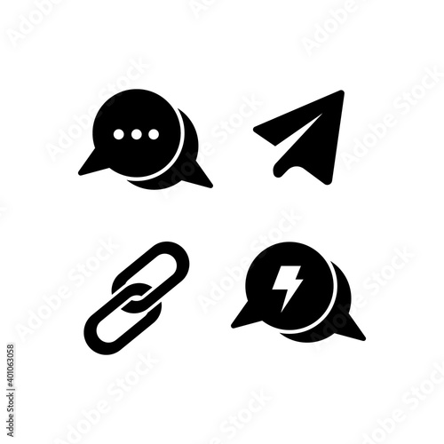 Silhouette direct message social media icons design isolated on white background