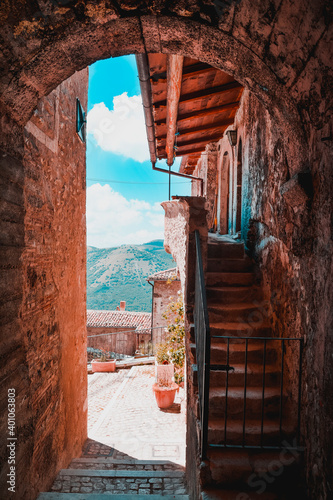 Fototapeta Naklejka Na Ścianę i Meble -  street in the old town, santo stefano, abruzzo, italy