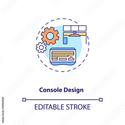 Console design concept icon. Control room ergonomics idea thin line illustration. Performance, productivity and overall job satisfaction. Vector isolated outline RGB color drawing. Editable stroke