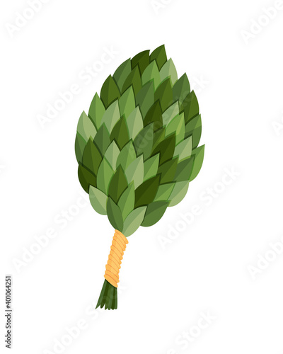 Bath house sauna broom icon. Item for pleasure and relaxing. Vector illustration of steam bath accessory