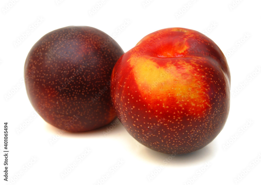 Red plum fruit isolated on white background Red plum fruit isolated on white background