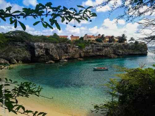 Boat in a Caribbean island bay