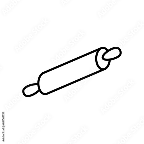 Outline, simple vector dough rolling pin icon isolated on white background.