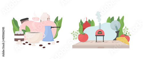 Popular work occupation flat concept vector illustration set