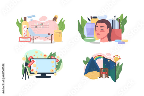 Popular professions flat concept vector illustration set
